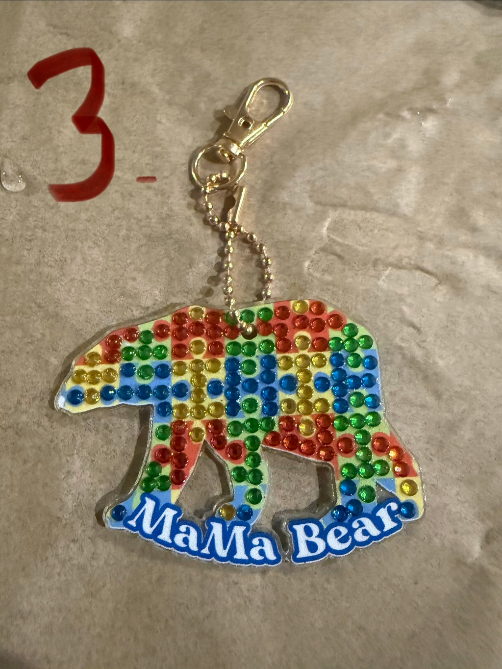 Autism awareness keychain diamond art