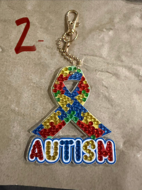 Autism awareness keychain diamond art