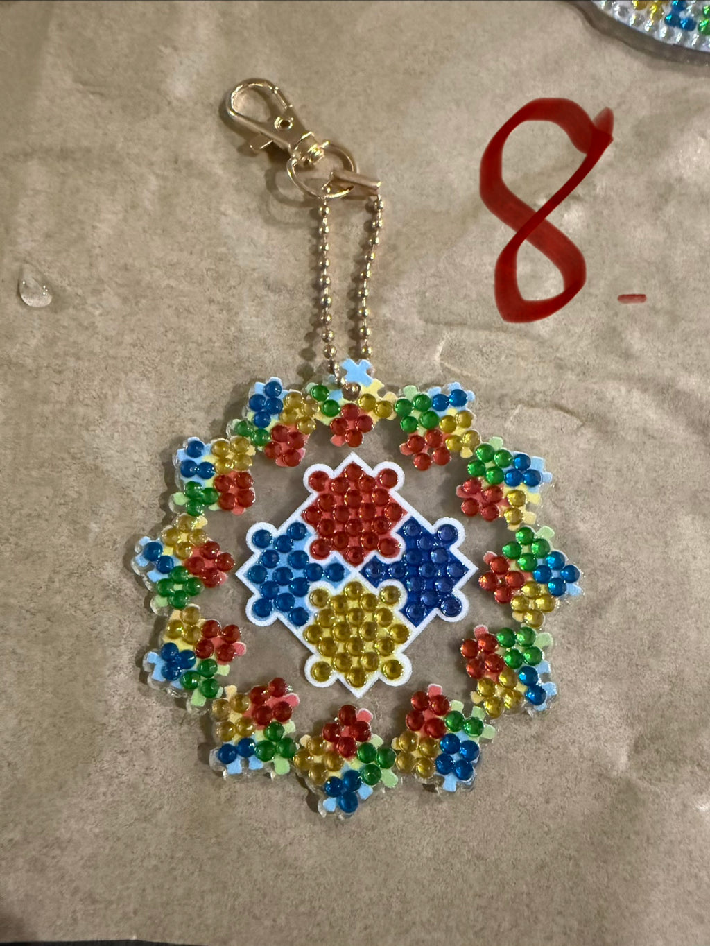 Autism awareness keychain diamond art