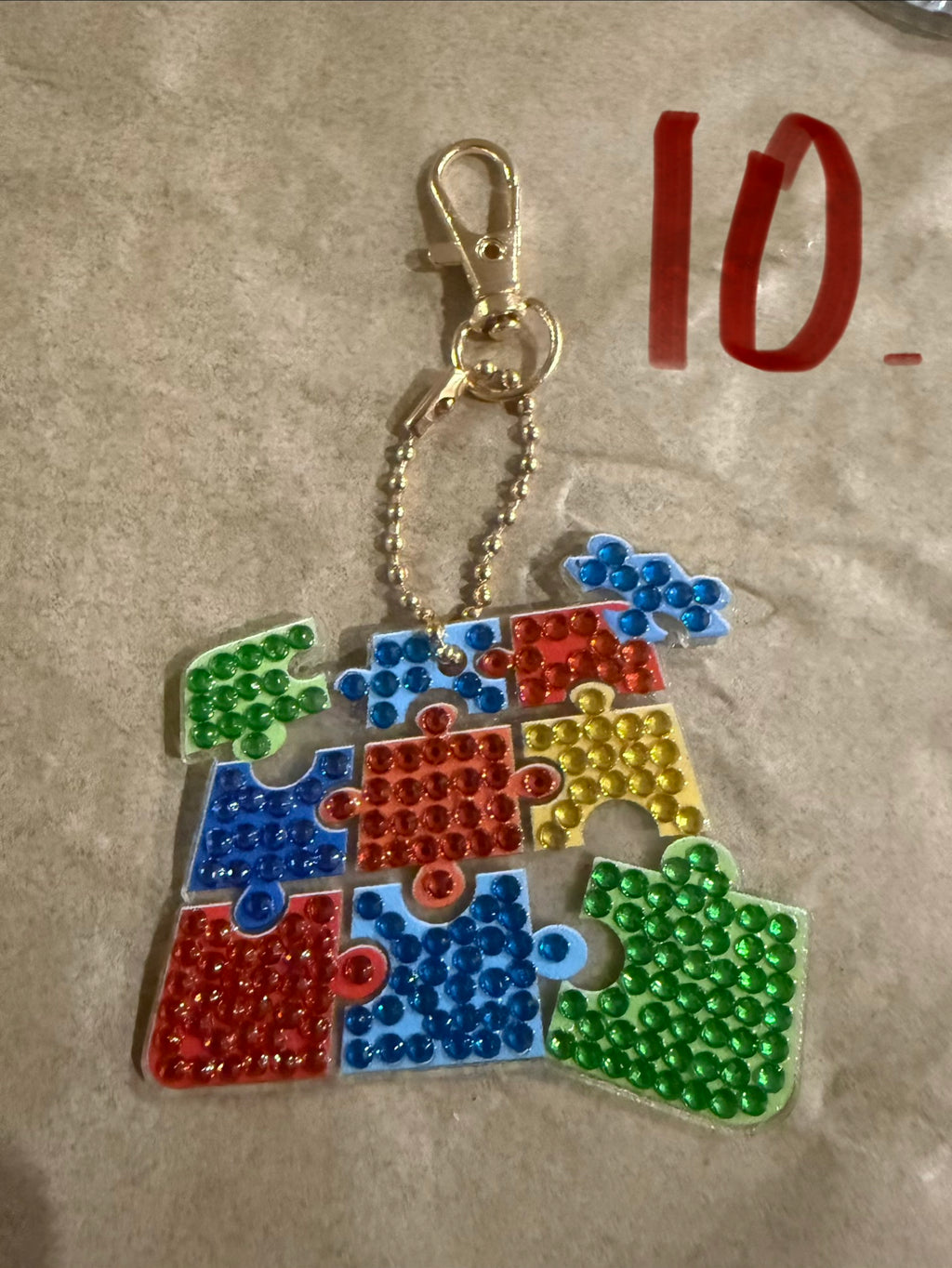 Autism awareness keychain diamond art