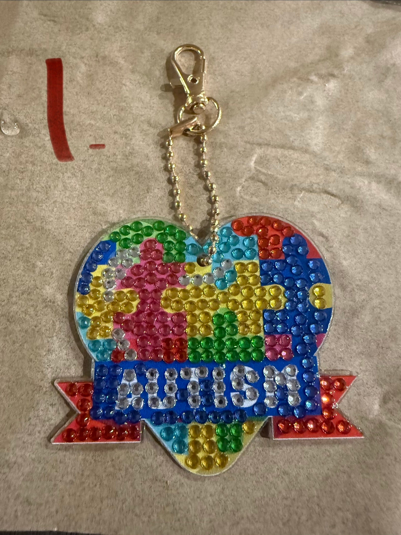 Autism awareness keychain diamond art