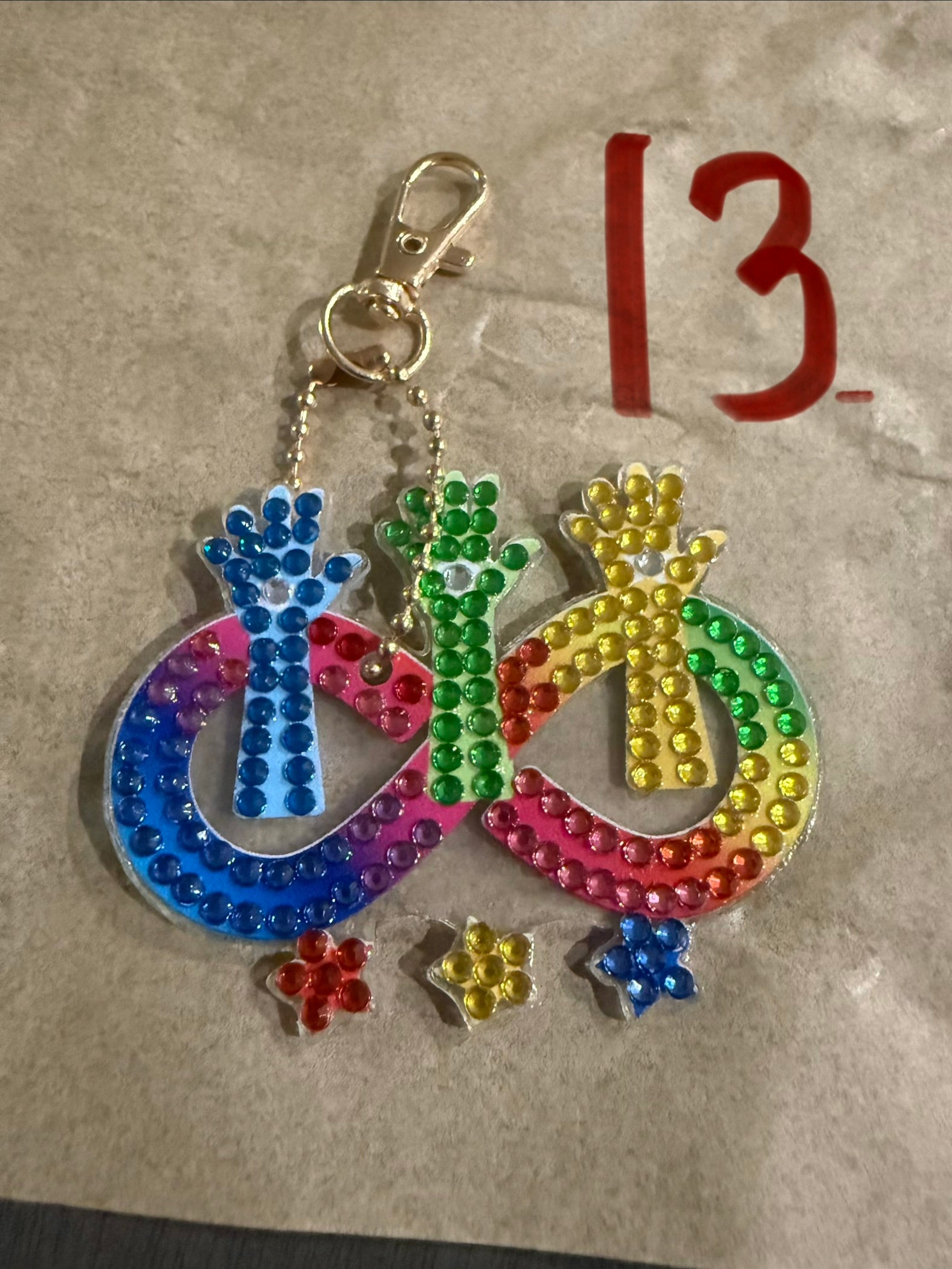 Autism awareness keychain diamond art